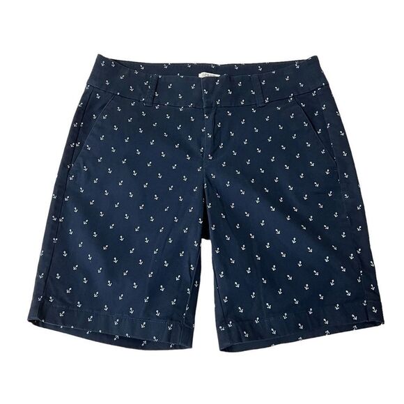 SALE!! J. Crew Navy Anchor Print Shorts Size 2 Nautical Preppy - Picture 1 of 8